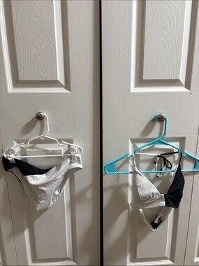 Victoria's Secret Black and White Colorblock Triangle Bikini